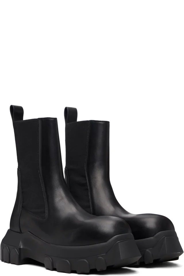 Rick Owens Black Temple Beatle Bozo Tractor Boots, photo 4 of 5 from SSENSE