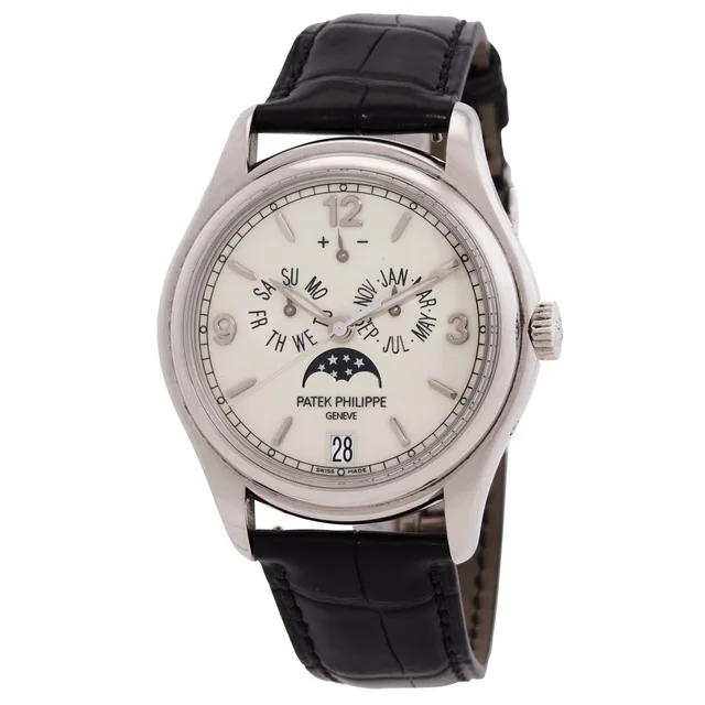 Patek Philippe Complications Automatic Moon Phase Mens Watch 5146G-001 in black|gold|white|neutral Leather from Jomashop.com