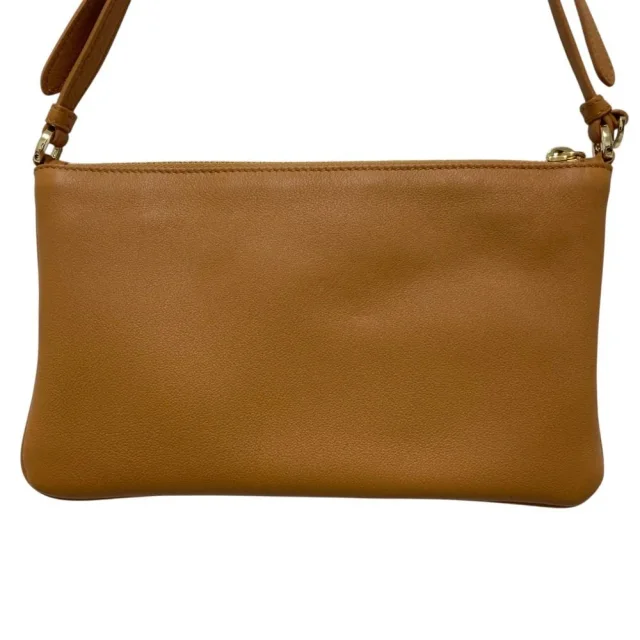 Prada Triangle Plate Soft Grain Leather Shoulder Bag in Brown Leather from LuxUness, photo 5 of 16