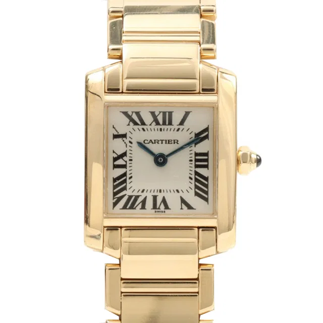 Cartier 18K Tank Française SM W50002N2 Quartz Ivory in White from VINTAGE QOO TOKYO