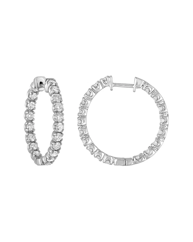 Amairah Silver 3.00 ct. tw. Lab-Grown Diamond Hoop Earrings in //asset2.ruecdn.com/images/sw/602045/6020453741_RLSW_sterlingsilver.jpg, image 1 of 1 from Rue La La