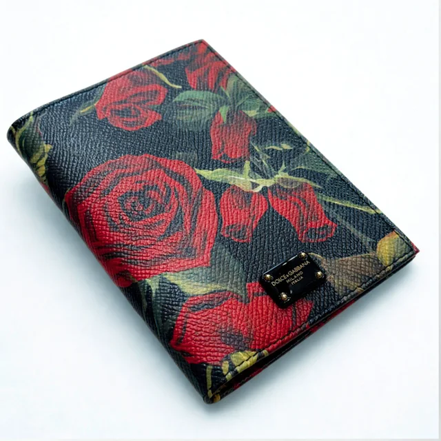 Dolce & Gabbana Dauphine Red Rose-Print Passport Holder in Red from Revivre Luxury Consignment