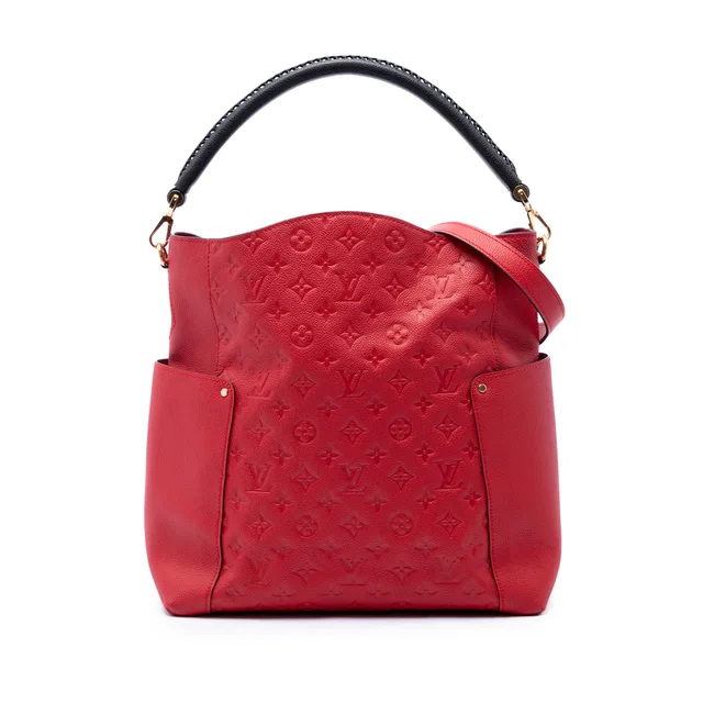Red Louis Vuitton Monogram Empreinte Bagatelle Satchel in Red Leather from Designer Revival