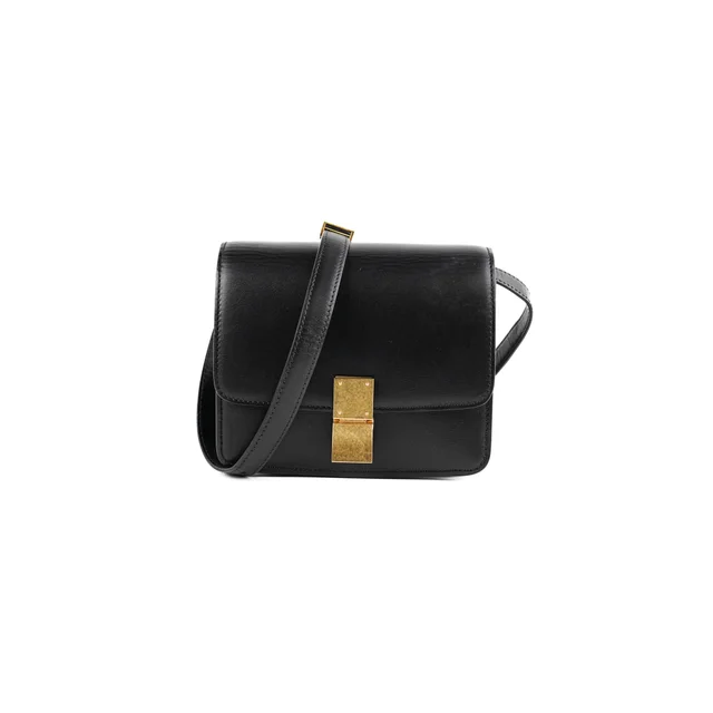 Celine Teen Classic Box Black Crossbody in Black Calfskin from The Purse Affair