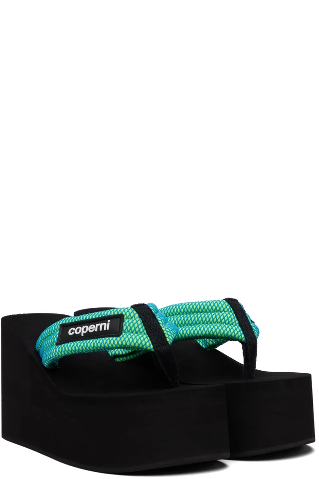 Coperni Black & Green Wedge Heeled Sandals, photo 4 of 5 from SSENSE