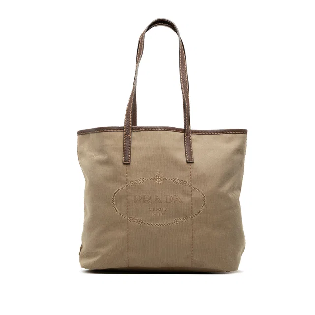 Brown Prada Canvas Canapa Logo Tote in Brown Canvas from Designer Revival