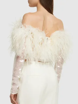 David Koma Top with feather details in 90% Polyester, 10% Polyamide, 100% Ostrich Feather, photo 3 of 5 from LUISAVIAROMA
