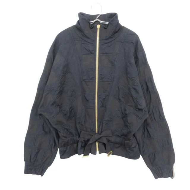 Louis Vuitton Jacket Zip-up Knit Damier Monogram Jacquard Navy Black in Black from The Reluxe