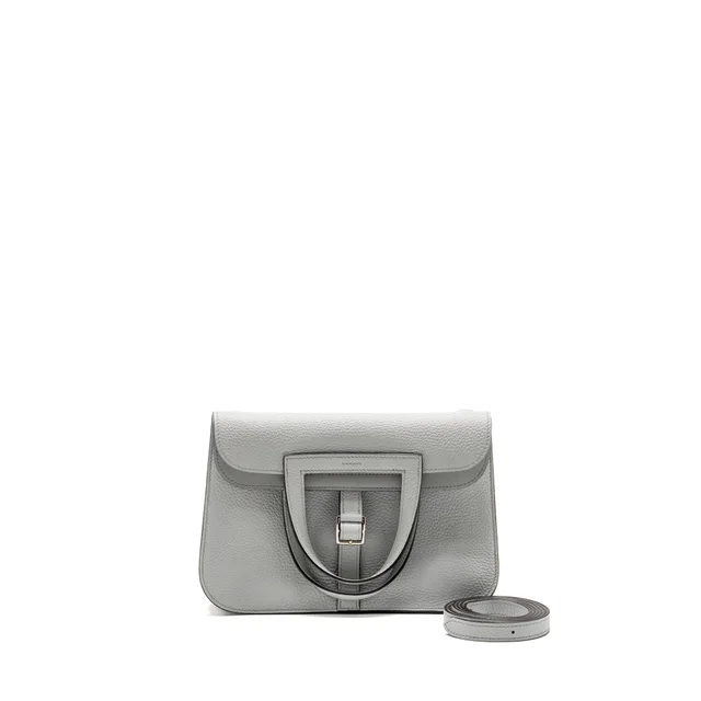 Hermès Halzan 25 Clemence Blue Pale SHW Stamp U in Blue Clemence leather from EMIER