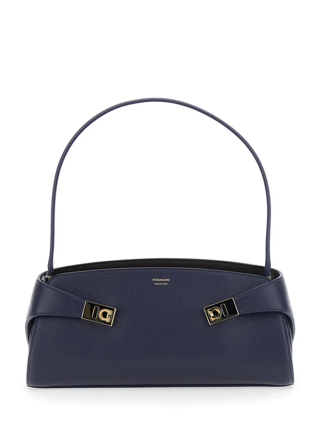 Ferragamo Hug Shoulder Bag — Navy Calf Leather in Navy Calfskin from HEWI