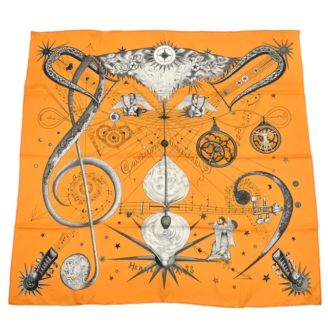 Hermès Scarf Carre 90 Quintessence Orange Small Good in Orange Silk from AMORE Vintage Tokyo