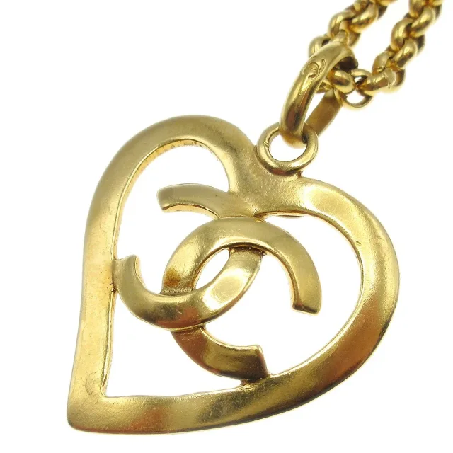 Chanel Cc Heart Pendant Metal Gold _plated Jewelry in Gold from HEWI, photo 4 of 5