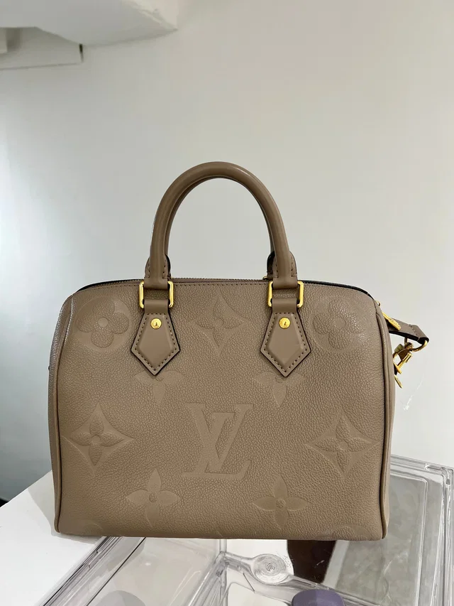Louis Vuitton Tourterelle Calf Speedy Bandouliere Bag from Luxury Promise