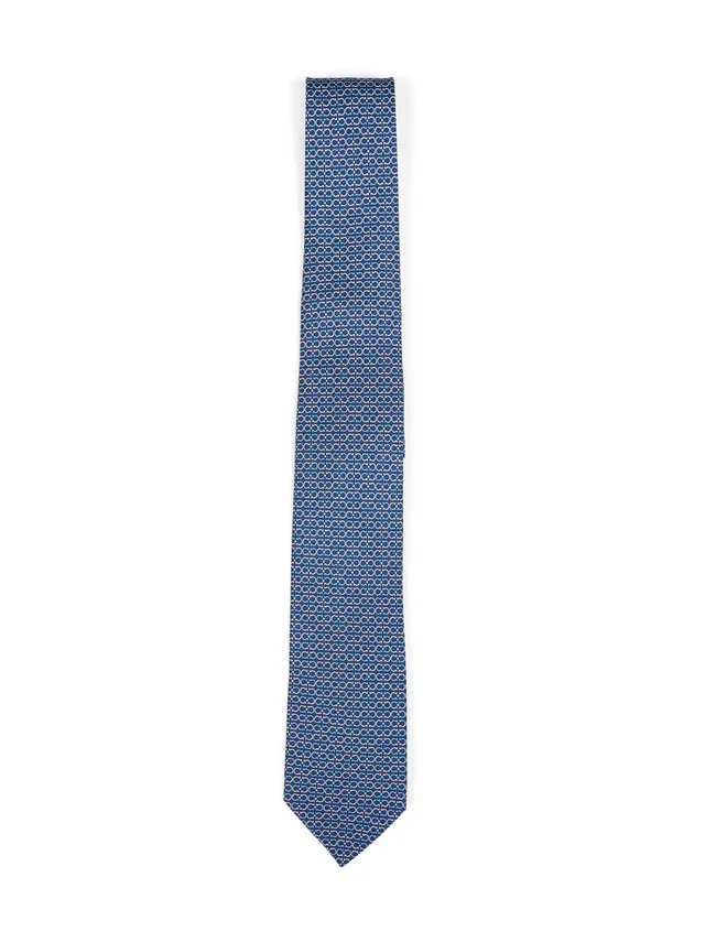 Ferragamo Necktie — Blue Silk Neckties in Blue Silk from HEWI