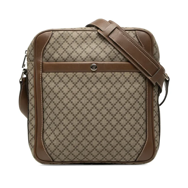 Beige Gucci Diamante Coated Canvas Zip Crossbody in Beige Coated canvas from Designer Revival
