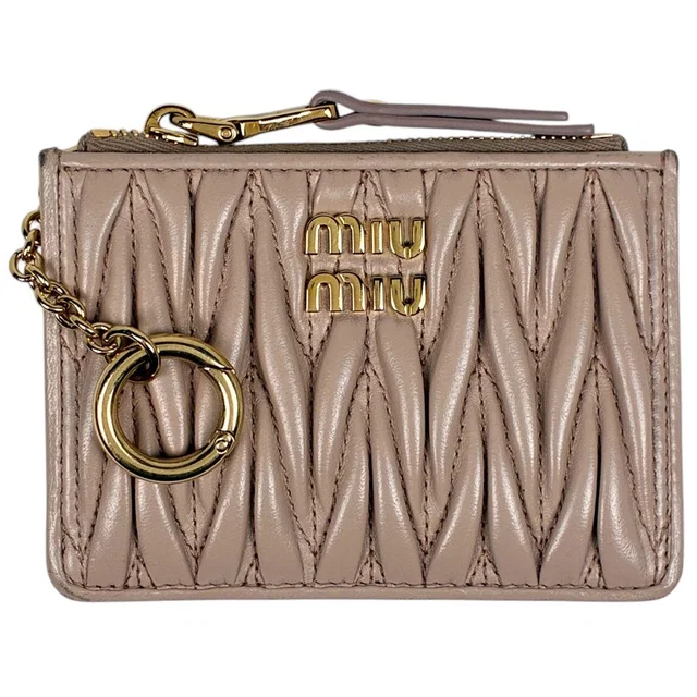 Miu Miu Card Case Matelasse Coin Purse Leather Pink in Pink Leather from The Reluxe