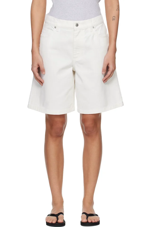 Maison Kitsuné White Denim Shorts, image 1 of 1 from SSENSE