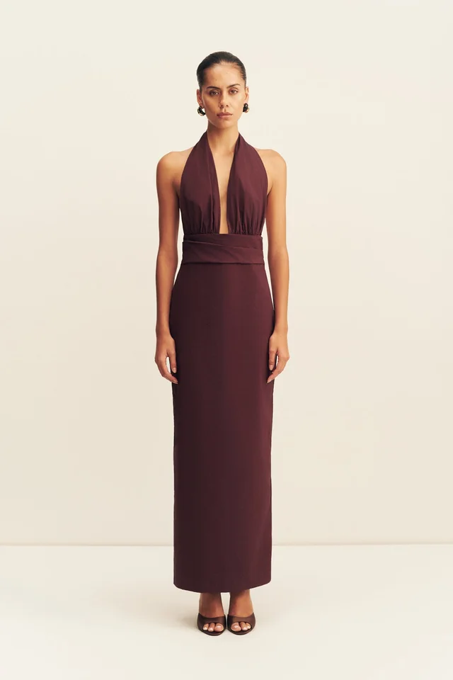 Shona Joy CAMPBELL HALTER PLUNGED MAXI DRESS - WINE TASTING from Shona Joy, photo 1 of 1