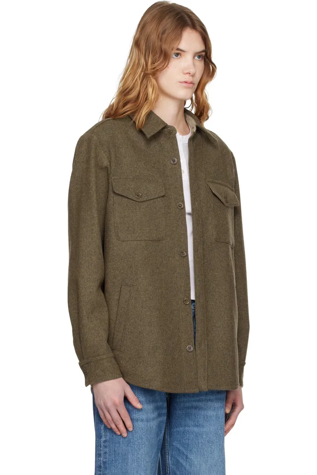 A.P.C. Green Wool Shirt, photo 2 of 2 from SSENSE