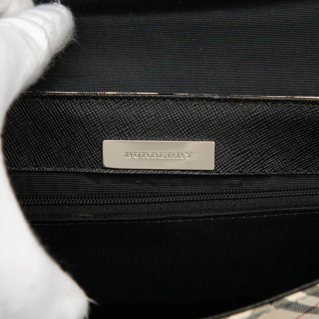 Beige Burberry Nova Check Canvas Crossbody in Beige Canvas from Designer Revival, photo 5 of 9