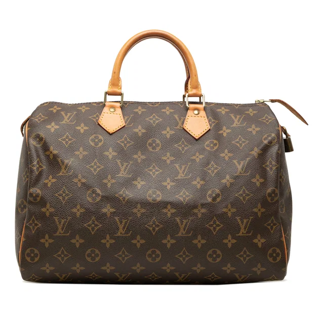 Brown Louis Vuitton Monogram Speedy 35 Boston Bag in Brown Coated canvas from Designer Revival