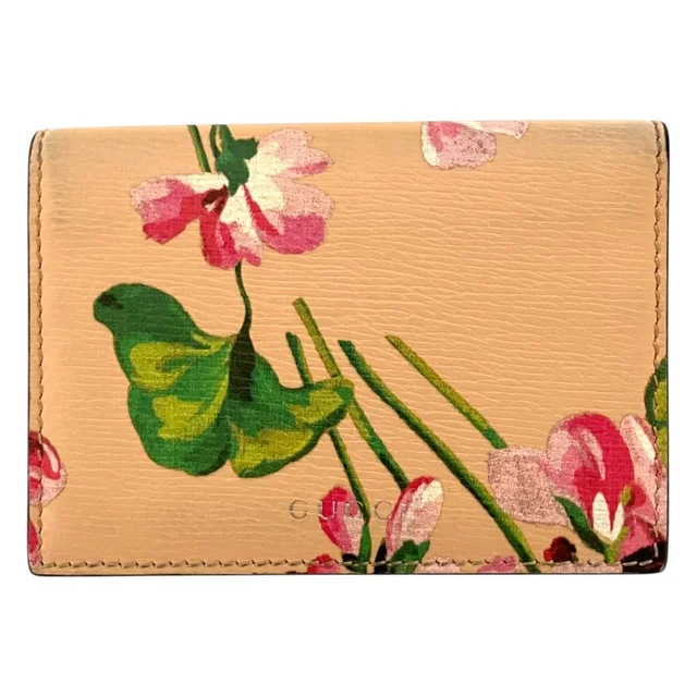 Gucci Flora Print Bifold Card Case Beige in Beige from The Reluxe