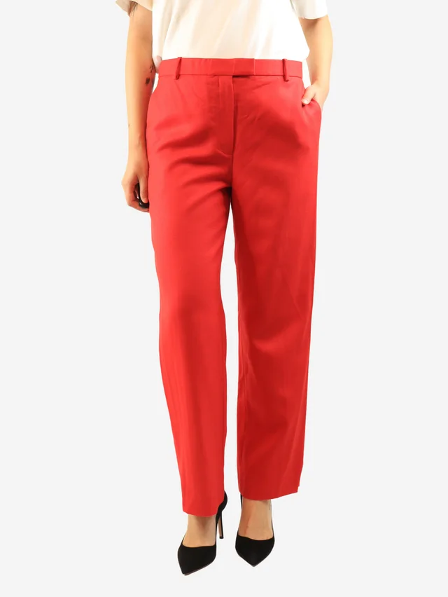 The Row Red Suit wool trousers - size UK 12 in Red Wool from Sign of the Times