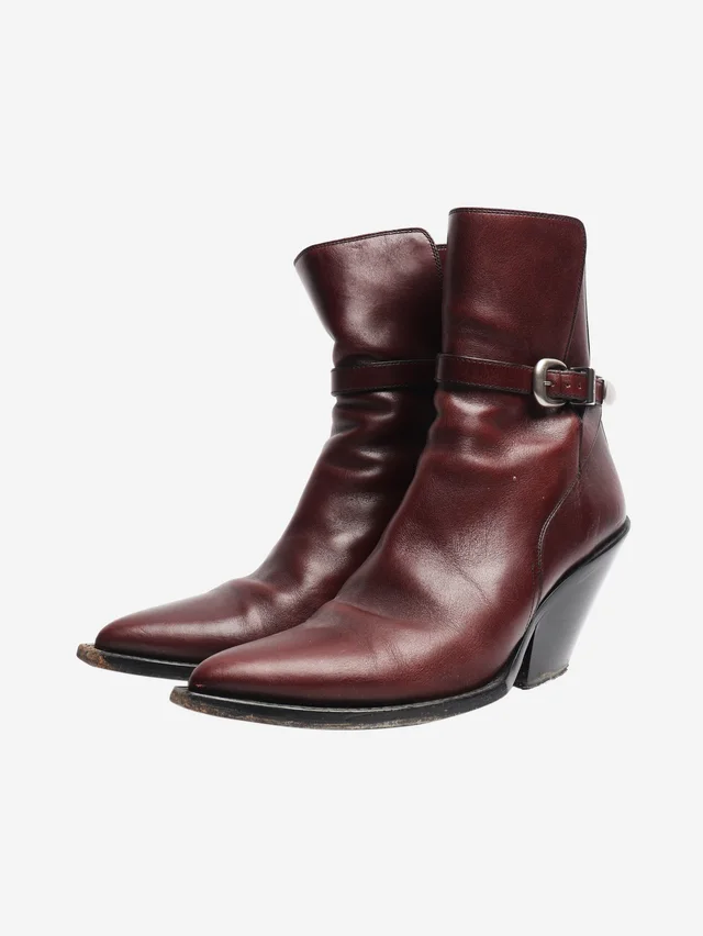 Celine Brown leather western style ankle boots - size EU 38 (UK 5) in Brown Leather from Sign of the Times, photo 2 of 2
