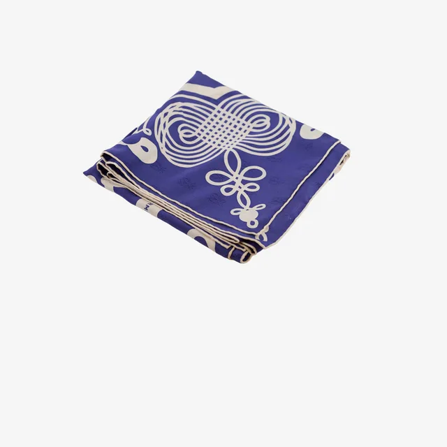 Hermès Brandebourgs Tattoo 90cm Silk Scarf Blue in Blue Silk from The Purse Affair
