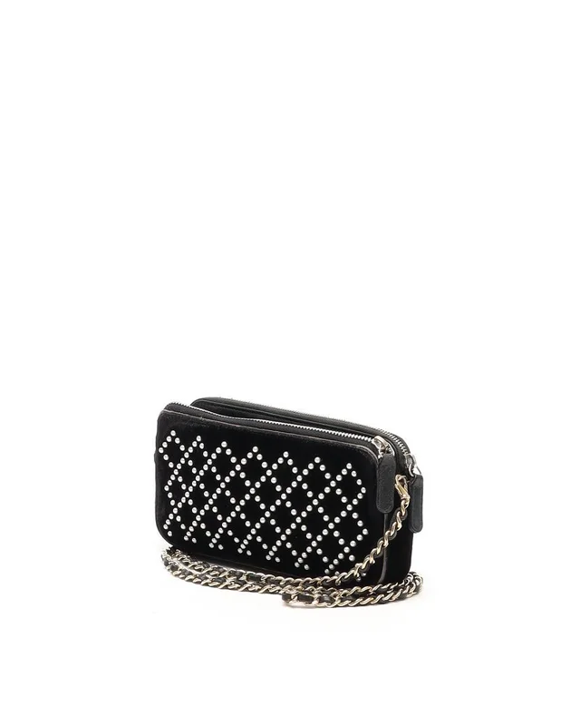 Chanel Velvet Pearl Double Zip Wallet On Chain Bag in Velvet from A Retro Tale, photo 3 of 13