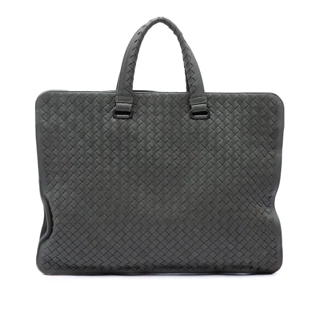 Gray Bottega Veneta Nappa Intrecciato Business Bag in Grey Nappa leather from Designer Revival