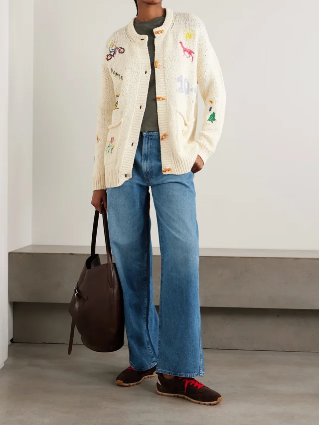 MOTHER The Long Drop embroidered cotton and alpaca-blend cardigan in Beige, photo 2 of 2 from NET-A-PORTER (Canada)