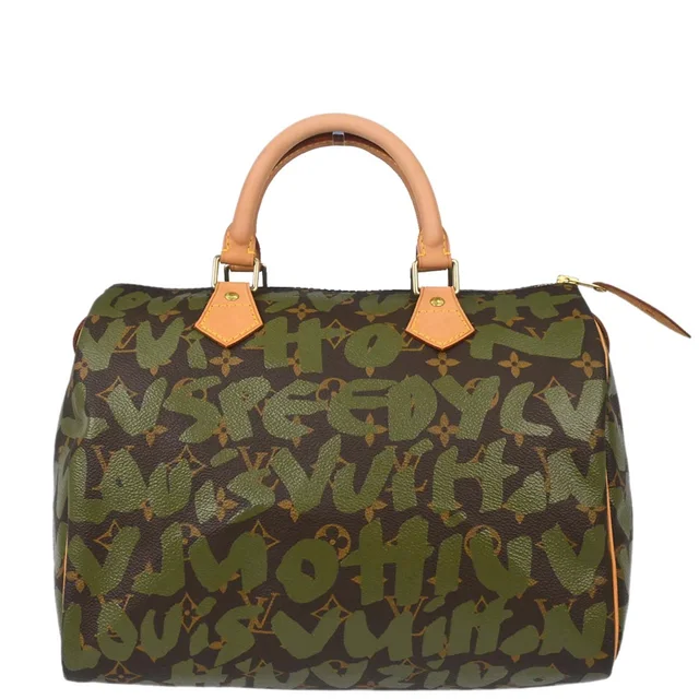 Louis Vuitton Khaki Monogram Graffiti Speedy 30 Handbag M92194 in Green Canvas from AMORE Vintage Tokyo