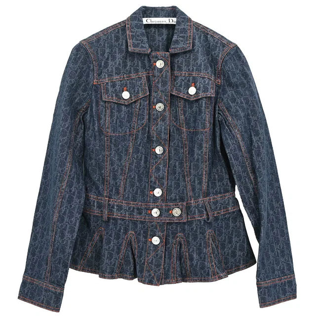 Dior 2006 Single Breasted Denim Trotter Jacket Navy #38 in Navy Denim from AMORE Vintage Tokyo