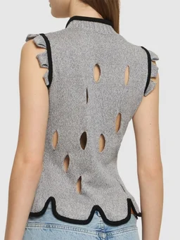 Cormio Gilet with Floral Details in 50% Cotton, 34% Polyester, 16% Metallic Fiber, photo 3 of 5 from LUISAVIAROMA