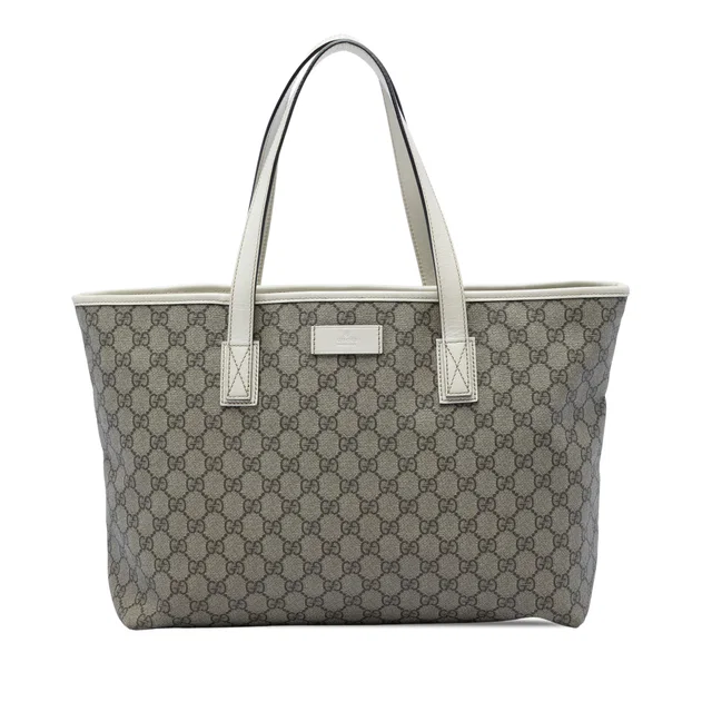 Grey Gucci Medium GG Supreme Tote in Grey Coated canvas from Designer Revival