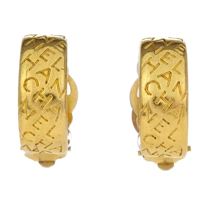 Chanel Hoop Clip-On Earrings Gold in Gold from AMORE Vintage Tokyo