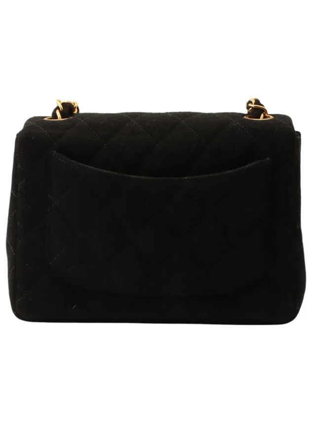 Chanel 1997-ish Cotton Classic Flap Chain Bag Mini Black in Black from VINTAGE QOO TOKYO, photo 2 of 13