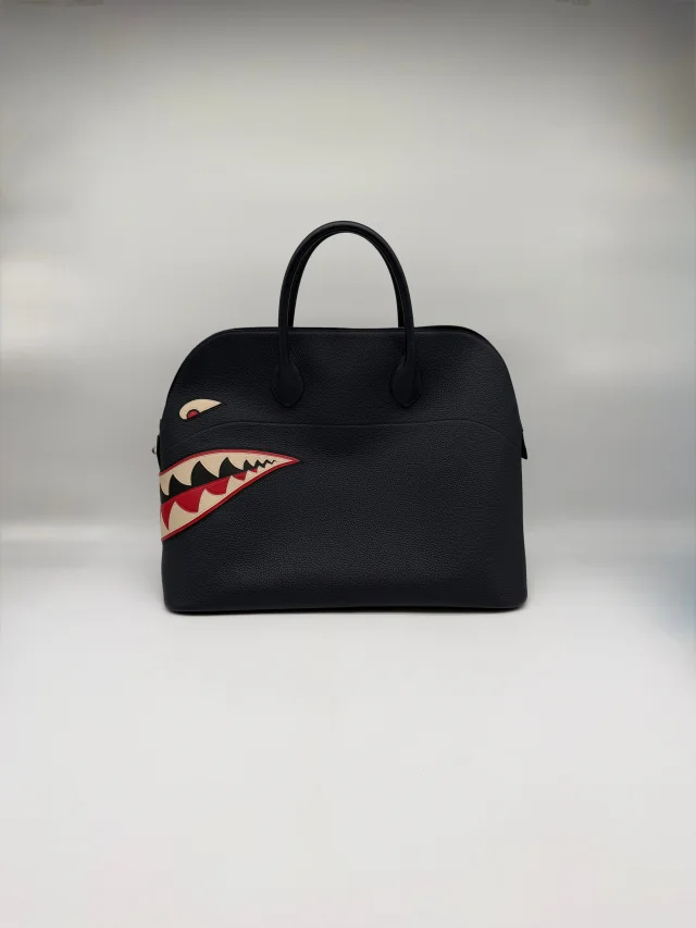 Hermès Bolide 45 Shark Bleu Nuit Togo Palladium Hardware in Navy Togo leather from Luxury Promise, photo 2 of 11