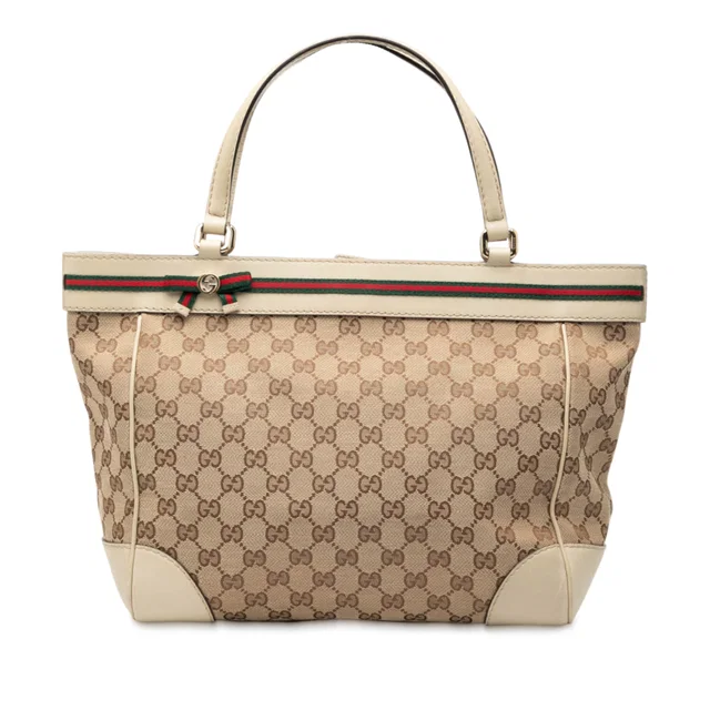 Beige Gucci GG Canvas Mayfair Tote in Beige Canvas from Designer Revival