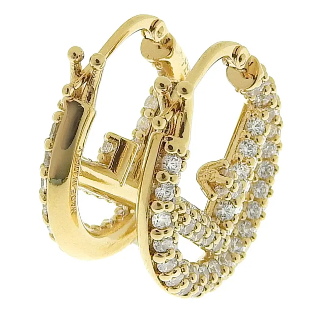 Fendi FF Logo Rhinestone Hoop Earrings 8AH301A44GF089U in Gold Gold-plated metal from LuxUness, photo 2 of 5