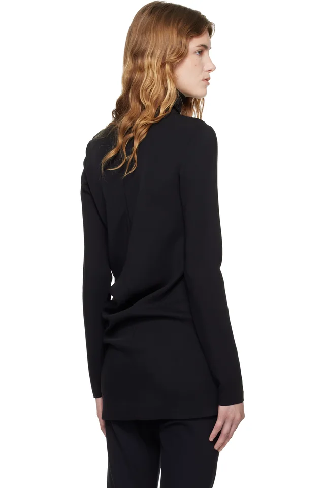 TOTEME Black High-Neck Twist Blouse, photo 3 of 4 from SSENSE