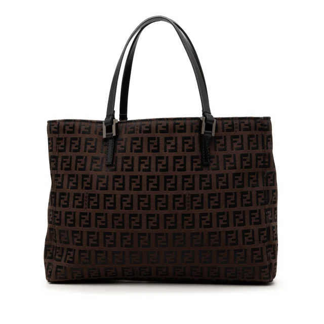 Brown Fendi Zucchino Canvas Tote in Brown Canvas from Designer Revival