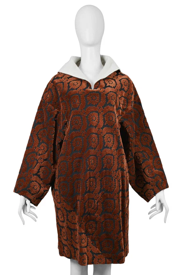 Comme des Garçons Rust & Black Velvet High Back Collar Dress 1996 in Black Velvet from Resurrection Vintage