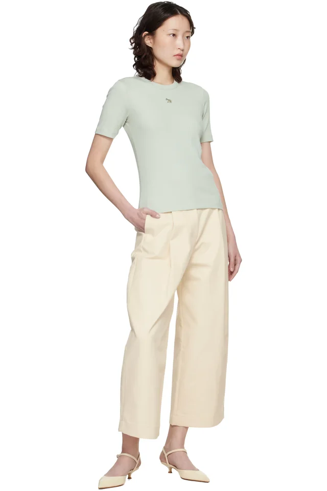 Maison Kitsuné Green Baby Fox Ribbed Fitted T-shirt, photo 4 of 4 from SSENSE