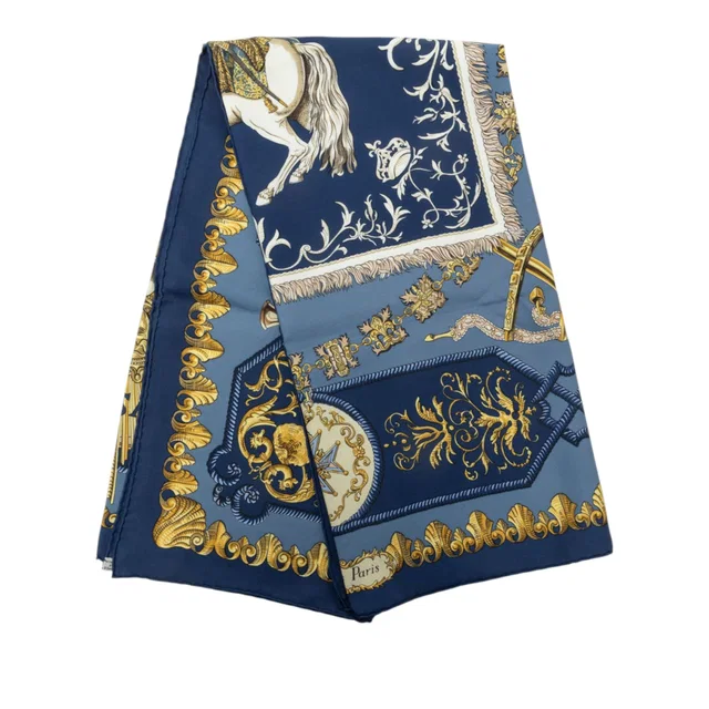 Blue Hermès Lvdovicvs Magnvs Silk Scarf 90 Scarves in Blue Silk from Designer Revival