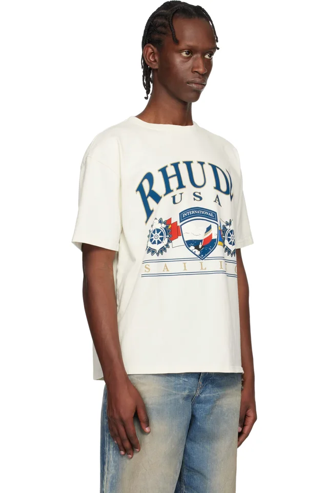 Rhude Off-White USA Sailing Icon T-shirt, photo 2 of 4 from SSENSE
