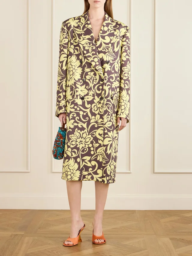 DRIES VAN NOTEN Rosea oversized double-breasted jacquard coat in White, photo 2 of 2 from NET-A-PORTER (Canada)