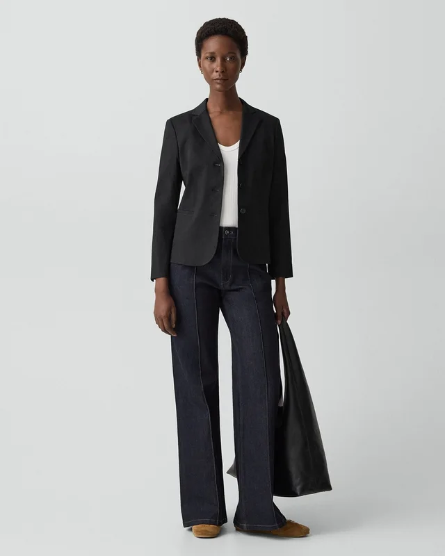 Theory Shrunken Three-Button Blazer in Good Linen, photo 6 of 6 from Theory