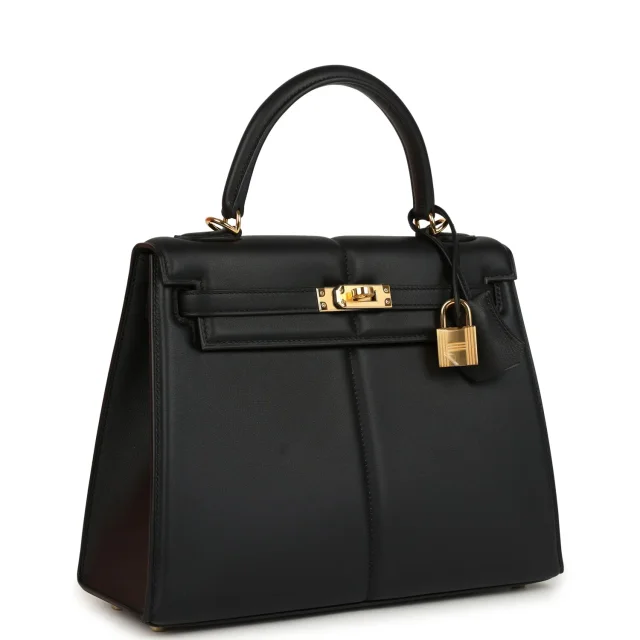 Hermès Padded Kelly Sellier 25 Black Swift Gold Hardware in Black Swift leather from Madison Avenue Couture, photo 2 of 9